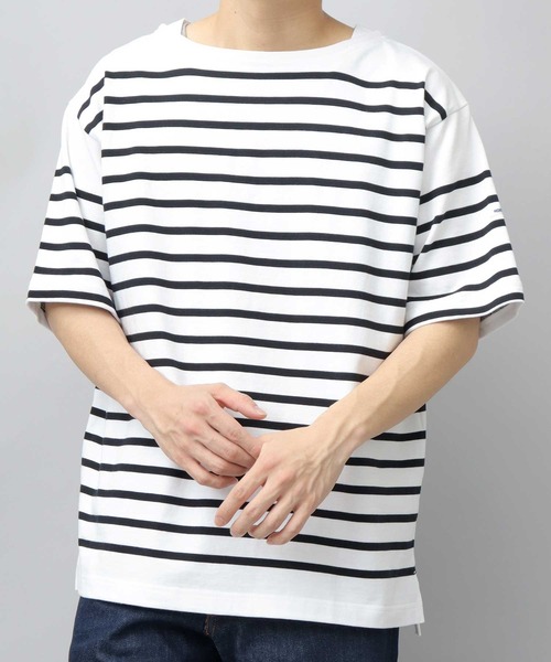 MONT KEMMEL(モンケメル)の「ルーズシルエット ボートネック ボーダー バスクシャツ 半袖(Tシャツ/カットソー・メンズ・ブラック/ホワイト/ホワイト系その他・M/XL/L)」の14枚目の写真