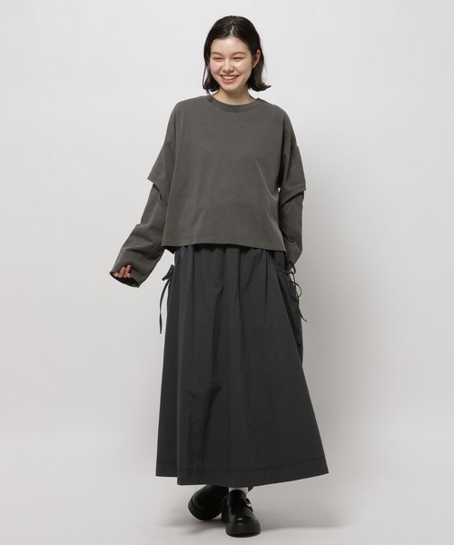 niko and...（ニコアンド）の「ツイストスリットロングTシャツ（Tシャツ/カットソー・レディース・チャコール/オフホワイト/ブラック/ピンク・MEDIUM/LARGE）」の19枚目の写真