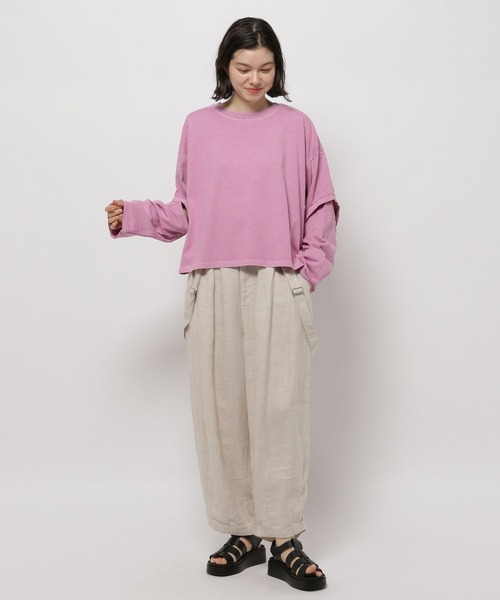 niko and...（ニコアンド）の「ツイストスリットロングTシャツ（Tシャツ/カットソー・レディース・チャコール/オフホワイト/ブラック/ピンク・MEDIUM/LARGE）」の12枚目の写真