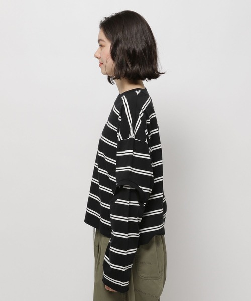 niko and...（ニコアンド）の「ツイストスリットロングTシャツ（Tシャツ/カットソー・レディース・チャコール/オフホワイト/ブラック/ピンク・MEDIUM/LARGE）」の14枚目の写真