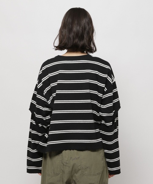 niko and...（ニコアンド）の「ツイストスリットロングTシャツ（Tシャツ/カットソー・レディース・チャコール/オフホワイト/ブラック/ピンク・MEDIUM/LARGE）」の15枚目の写真