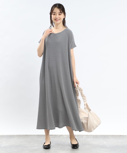 GLOBAL WORK Smile Seed Store（グローバルワーク スマイルシードストア）の「ワッフルワンピース/994859（ワンピース・レディース・チャコール/ブラック/ホワイト×ブラック/アイボリー・MEDIUM/X-LARGE/LARGE/SMALL）」の2枚目の写真