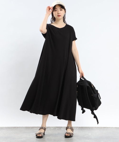 GLOBAL WORK Smile Seed Store（グローバルワーク スマイルシードストア）の「ワッフルワンピース/994859（ワンピース・レディース・チャコール/ブラック/ホワイト×ブラック/アイボリー・MEDIUM/X-LARGE/LARGE/SMALL）」の3枚目の写真