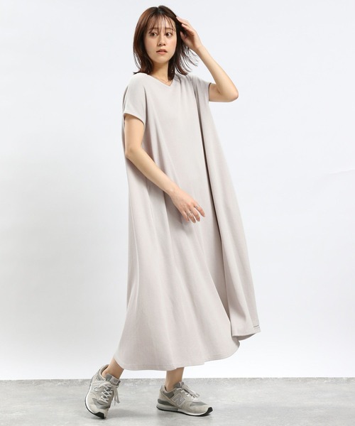 GLOBAL WORK Smile Seed Store（グローバルワーク スマイルシードストア）の「ワッフルワンピース/994859（ワンピース・レディース・チャコール/ブラック/ホワイト×ブラック/アイボリー・MEDIUM/X-LARGE/LARGE/SMALL）」の5枚目の写真