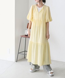 【forksy.】シアーリップルバルーンスリーブワンピース