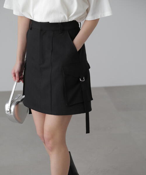 FREE'S MART（フリーズマート）の「◆【3サイズ展開XS-M】カーゴミニスカート【低身長サイズ有】（スカート・レディース・ブラック/ベージュ・SMALL/MEDIUM/X-SMALL）」の4枚目の写真