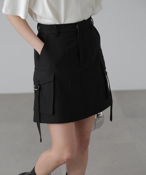 FREE'S MART（フリーズマート）の「◆【3サイズ展開XS-M】カーゴミニスカート【低身長サイズ有】（スカート・レディース・ブラック/ベージュ・SMALL/MEDIUM/X-SMALL）」の5枚目の写真
