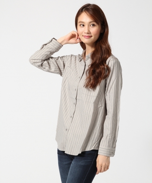 GLOBAL WORK(グローバルワーク)の「2WAYレギュラーシャツ長袖/566271(シャツ/ブラウス・レディース・カーキ/グレー/ホワイト/その他・LARGE/SMALL/MEDIUM)」の1枚目の写真
