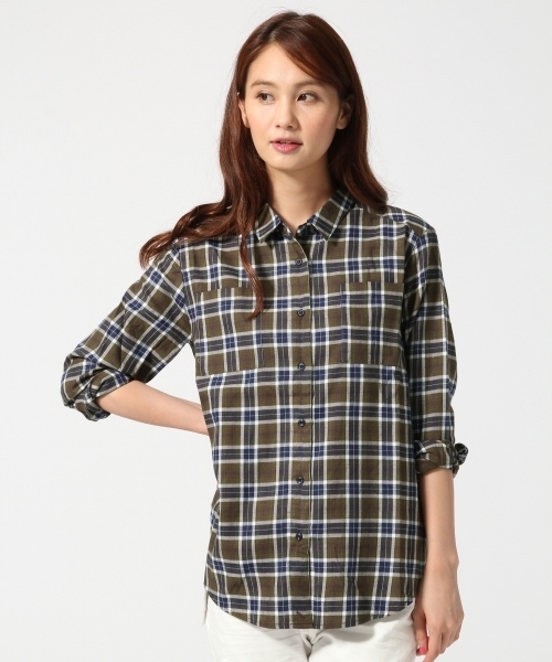 GLOBAL WORK(グローバルワーク)の「2WAYレギュラーシャツ長袖/566271(シャツ/ブラウス・レディース・カーキ/グレー/ホワイト/その他・LARGE/SMALL/MEDIUM)」の3枚目の写真