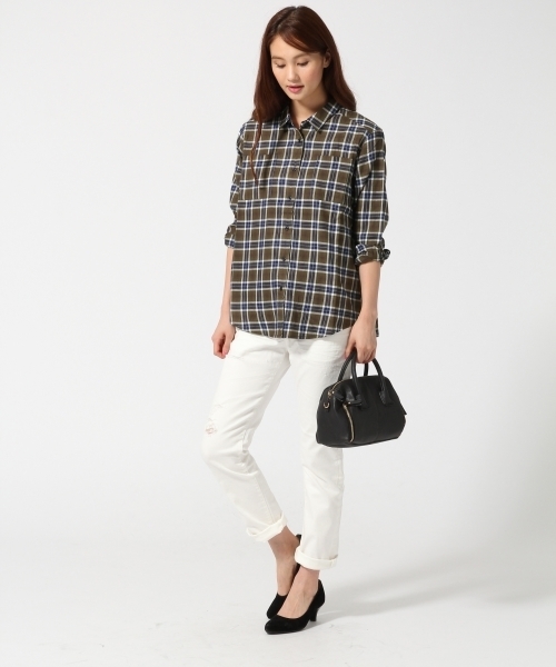 GLOBAL WORK(グローバルワーク)の「2WAYレギュラーシャツ長袖/566271(シャツ/ブラウス・レディース・カーキ/グレー/ホワイト/その他・LARGE/SMALL/MEDIUM)」の9枚目の写真