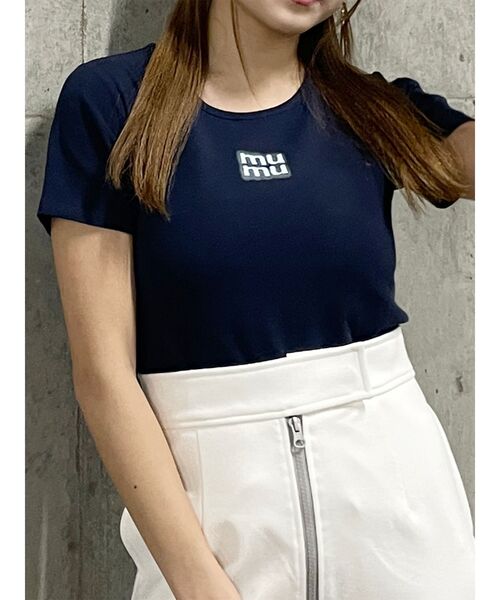 MURUA（ムルーア）の「ロゴクロップトTシャツ（Tシャツ/カットソー・レディース・オレンジ/その他1/ネイビー/ブラック/ホワイト・FREE）」の4枚目の写真