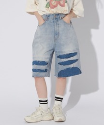 Anui | 【UNISEX/2サイズ展開】ダメージハーフデニム(デニムパンツ)