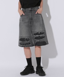 Anui | 【UNISEX/2サイズ展開】ダメージハーフデニム(デニムパンツ)
