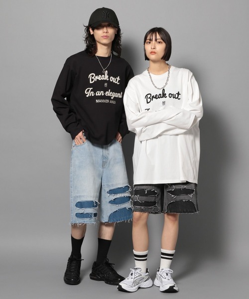 Anui（アニュイ）の「【UNISEX/2サイズ展開】ダメージハーフデニム（デニムパンツ・レディース・ブラック/ブルー・SMALL/MEDIUM）」の3枚目の写真