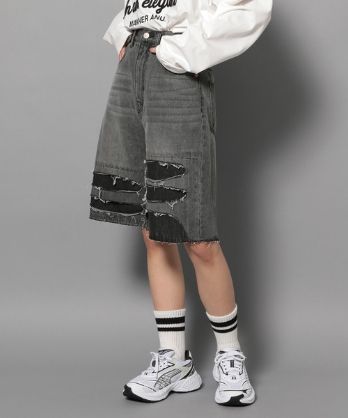 Anui（アニュイ）の「【UNISEX/2サイズ展開】ダメージハーフデニム（デニムパンツ・レディース・ブラック/ブルー・SMALL/MEDIUM）」の17枚目の写真