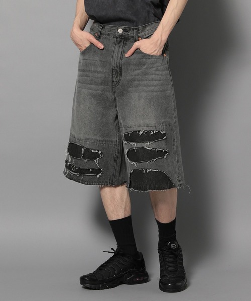 Anui（アニュイ）の「【UNISEX/2サイズ展開】ダメージハーフデニム（デニムパンツ・レディース・ブラック/ブルー・SMALL/MEDIUM）」の21枚目の写真