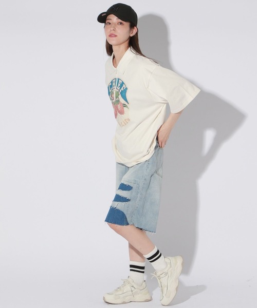 Anui（アニュイ）の「【UNISEX/2サイズ展開】ダメージハーフデニム（デニムパンツ・レディース・ブラック/ブルー・SMALL/MEDIUM）」の8枚目の写真
