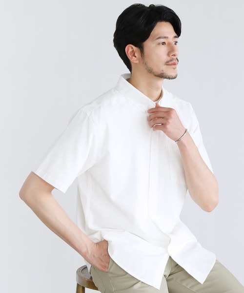 LIL VENDARS（リルヴェンダース）の「コットンスラブ半袖ボタンダウンシャツ（シャツ/ブラウス・メンズ・ホワイト/サックスブルー/ベージュ/ネイビー・L/LL/M）」の10枚目の写真