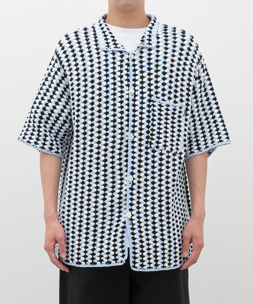 トップス BOTT 24SS Cotton Crochet Knit Shirts セール】【BoTT / ボット】Cotton Crochet S/S Shirt（シャツ