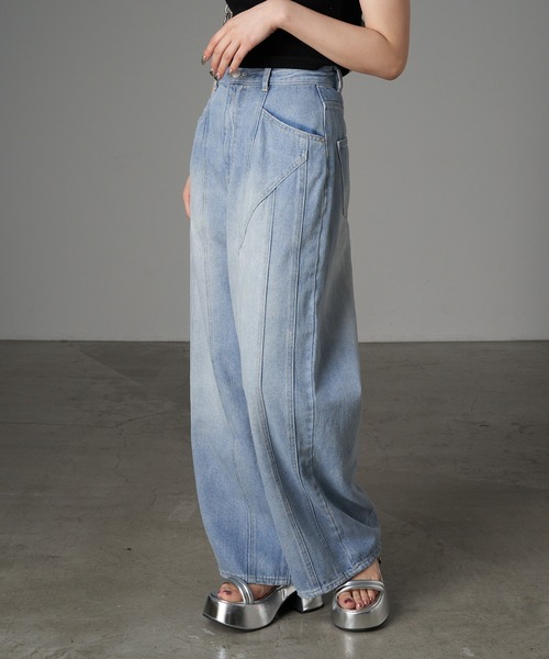 RAY CASSIN（レイカズン）の「デニム切替ワイドパンツ（デニムパンツ・レディース・グレー/ブルー系その他/スカイブルー・1/0）」の18枚目の写真