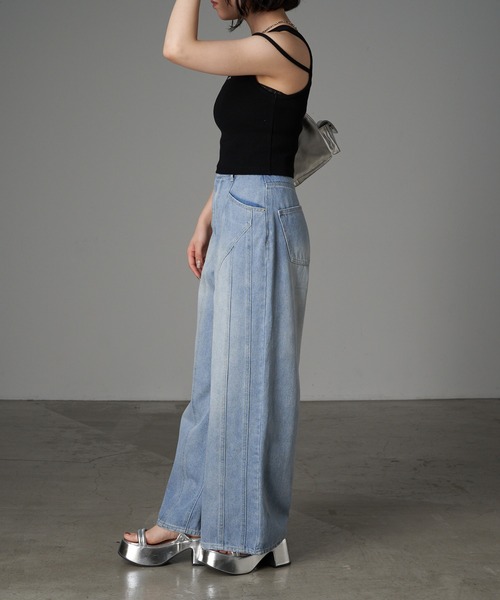 RAY CASSIN（レイカズン）の「デニム切替ワイドパンツ（デニムパンツ・レディース・グレー/ブルー系その他/スカイブルー・1/0）」の22枚目の写真