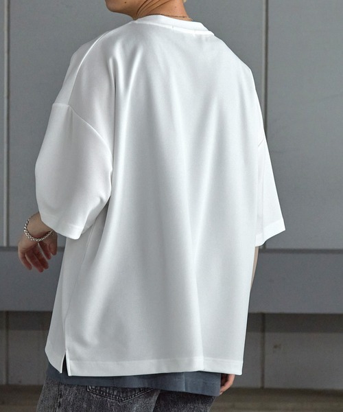 Anchor Smith（アンカー スミス）の「【2点セット】梨地サイドスリットビックシルエット接触冷感クルーネックTシャツ＆ベーシックタンクトップ（Tシャツ/カットソー・メンズ・ワイン/ブラック×ホワイト/ブラック/ブルーグリーン/ホワイト×ブラック/ライトグレー/ホワイト/ライトブルー/ベージュ/ネイビー・L/M）」の14枚目の写真