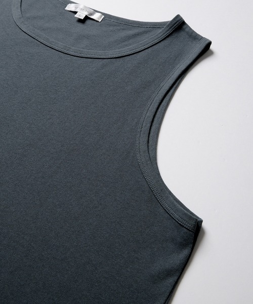 Anchor Smith（アンカー スミス）の「【2点セット】梨地サイドスリットビックシルエット接触冷感クルーネックTシャツ＆ベーシックタンクトップ（Tシャツ/カットソー・メンズ・ワイン/ブラック×ホワイト/ブラック/ブルーグリーン/ホワイト×ブラック/ライトグレー/ホワイト/ライトブルー/ベージュ/ネイビー・L/M）」の16枚目の写真