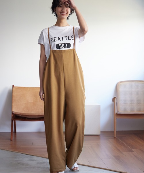 itto...(イット)の「お出かけしたくなるシンプルな大人リネンライクサロペット(サロペット/オーバーオール・レディース・ベージュ/キャメル・M/L)」の18枚目の写真