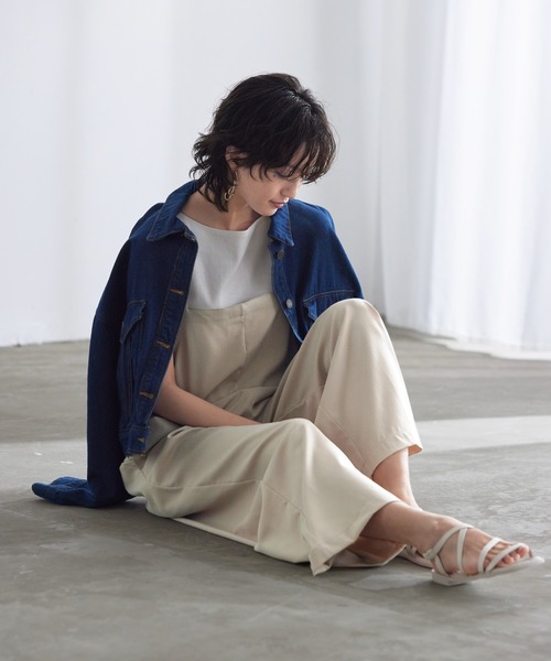 itto...(イット)の「お出かけしたくなるシンプルな大人リネンライクサロペット(サロペット/オーバーオール・レディース・ベージュ/キャメル・M/L)」の10枚目の写真