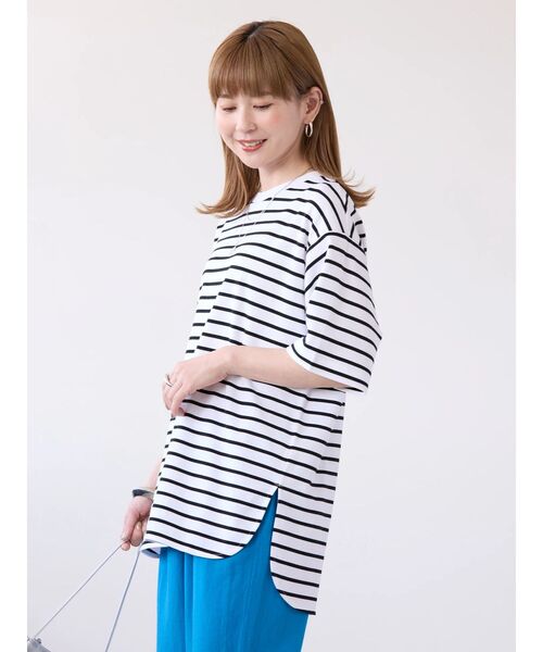 AMERICAN HOLIC（アメリカンホリック）の「抗菌防臭+UVカット裾ラウンドカットチュニック（Tシャツ/カットソー・レディース・グレイッシュベージュ/ブラック/チャコールグレー/オフホワイト/その他7・M/L）」の9枚目の写真