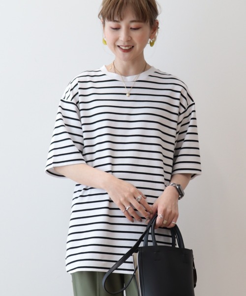 AMERICAN HOLIC（アメリカンホリック）の「抗菌防臭+UVカット裾ラウンドカットチュニック（Tシャツ/カットソー・レディース・グレイッシュベージュ/ブラック/チャコールグレー/オフホワイト/その他7・M/L）」の6枚目の写真