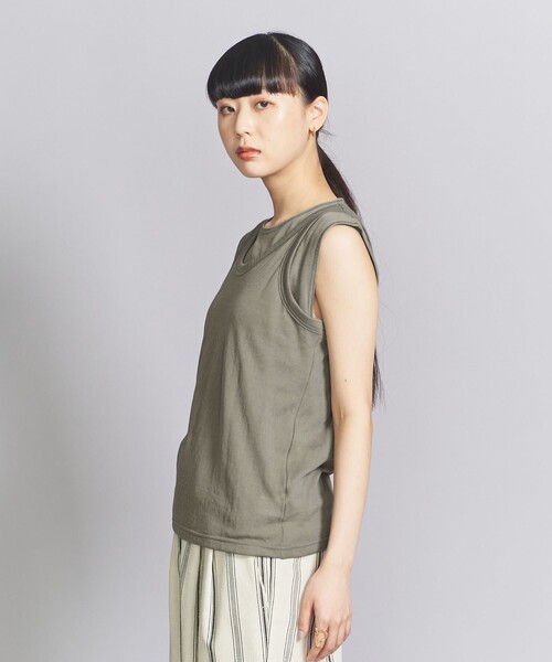 BEAUTY&YOUTH UNITED ARROWS(ビューティーアンドユースユナイテッドアローズ)の「2セット レイヤード タンクトップ(Tシャツ/カットソー・レディース・オリーブ/ブラック/コバルトブルー・FREE)」の3枚目の写真