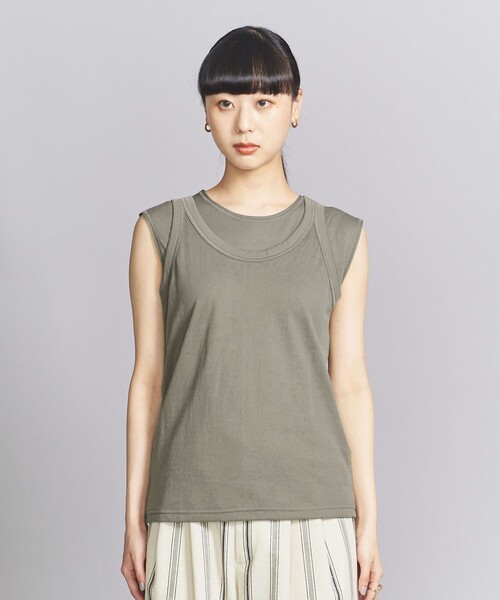 BEAUTY&YOUTH UNITED ARROWS(ビューティーアンドユースユナイテッドアローズ)の「2セット レイヤード タンクトップ(Tシャツ/カットソー・レディース・オリーブ/ブラック/コバルトブルー・FREE)」の13枚目の写真
