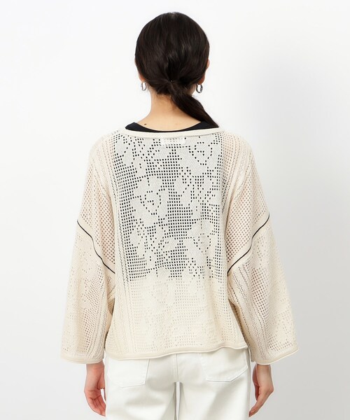OPAQUE.CLIP（オペークドットクリップ）の「◆スカシ柄編みニット 麻混【洗濯機洗い可】（ニット/セーター・レディース・チャコールグレー/ホワイト/ライトベージュ・40/38）」の18枚目の写真