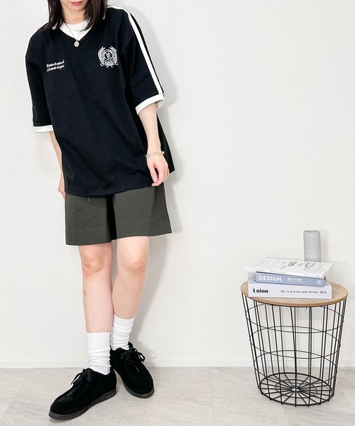 Ritzy(リッツィー)の「16/TC天竺 ライン入りスキッパーTシャツ(ポロシャツ・メンズ・ブラック/ホワイト・LARGE/X-LARGE/MEDIUM)」の6枚目の写真
