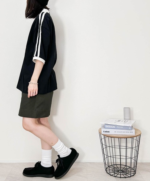 Ritzy(リッツィー)の「16/TC天竺 ライン入りスキッパーTシャツ(ポロシャツ・メンズ・ブラック/ホワイト・LARGE/X-LARGE/MEDIUM)」の7枚目の写真