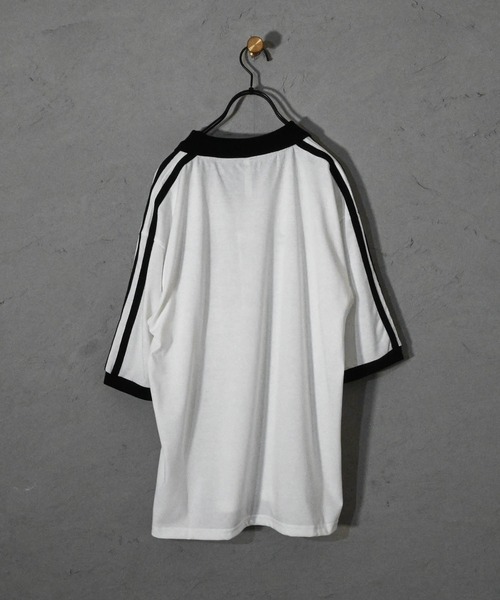 Ritzy(リッツィー)の「16/TC天竺 ライン入りスキッパーTシャツ(ポロシャツ・メンズ・ブラック/ホワイト・LARGE/X-LARGE/MEDIUM)」の9枚目の写真