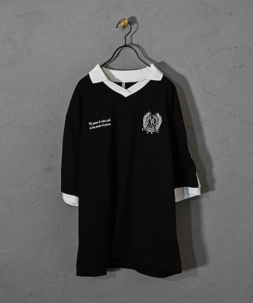 Ritzy(リッツィー)の「16/TC天竺 ライン入りスキッパーTシャツ(ポロシャツ・メンズ・ブラック/ホワイト・LARGE/X-LARGE/MEDIUM)」の18枚目の写真