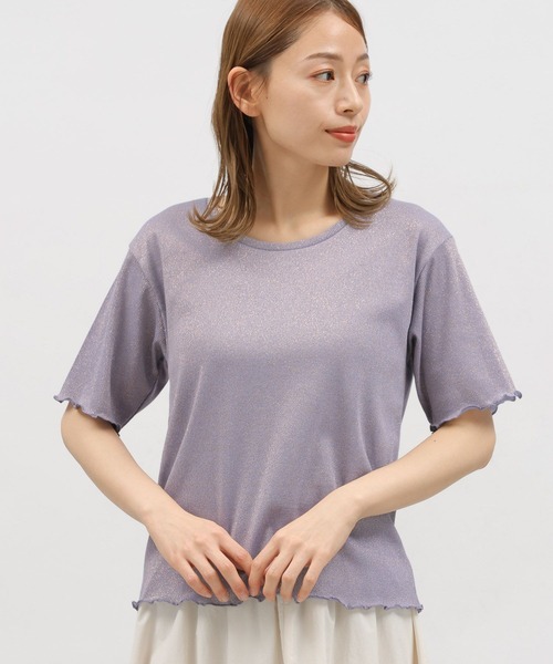 LAKOLE（ラコレ）の「ラメメロー半袖TEE / 119360（Tシャツ/カットソー・レディース・ラベンダー/ライトグレー/ライム/ブラック・MEDIUM/SMALL）」の4枚目の写真