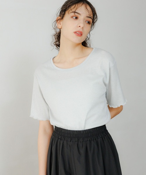 LAKOLE（ラコレ）の「ラメメロー半袖TEE / 119360（Tシャツ/カットソー・レディース・ラベンダー/ライトグレー/ライム/ブラック・MEDIUM/SMALL）」の3枚目の写真