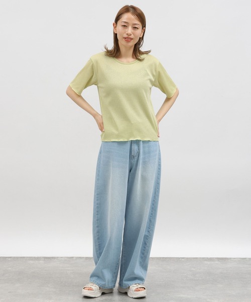 LAKOLE（ラコレ）の「ラメメロー半袖TEE / 119360（Tシャツ/カットソー・レディース・ラベンダー/ライトグレー/ライム/ブラック・MEDIUM/SMALL）」の17枚目の写真