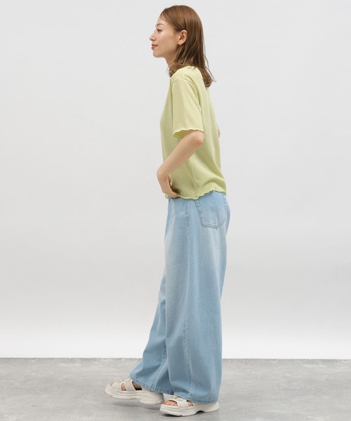 LAKOLE（ラコレ）の「ラメメロー半袖TEE / 119360（Tシャツ/カットソー・レディース・ラベンダー/ライトグレー/ライム/ブラック・MEDIUM/SMALL）」の18枚目の写真