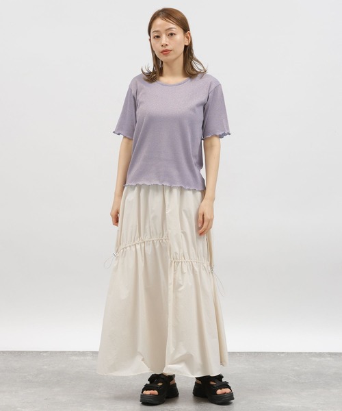 LAKOLE（ラコレ）の「ラメメロー半袖TEE / 119360（Tシャツ/カットソー・レディース・ラベンダー/ライトグレー/ライム/ブラック・MEDIUM/SMALL）」の20枚目の写真