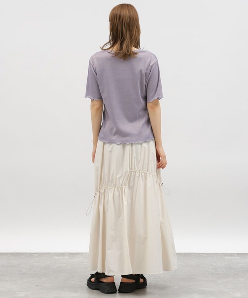 LAKOLE（ラコレ）の「ラメメロー半袖TEE / 119360（Tシャツ/カットソー・レディース・ラベンダー/ライトグレー/ライム/ブラック・MEDIUM/SMALL）」の22枚目の写真