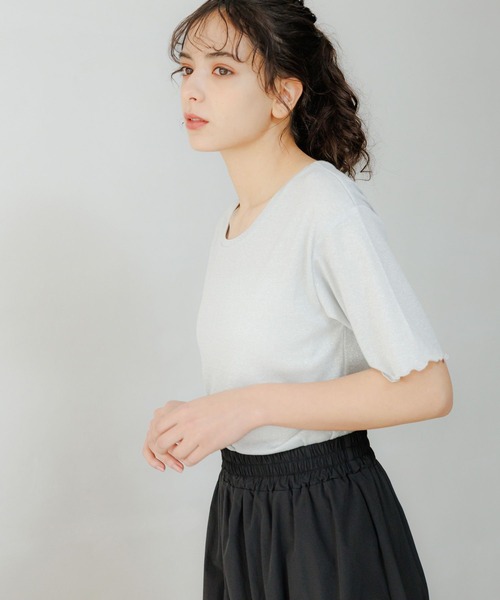 LAKOLE（ラコレ）の「ラメメロー半袖TEE / 119360（Tシャツ/カットソー・レディース・ラベンダー/ライトグレー/ライム/ブラック・MEDIUM/SMALL）」の8枚目の写真