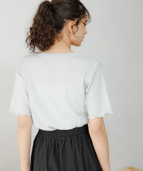 LAKOLE（ラコレ）の「ラメメロー半袖TEE / 119360（Tシャツ/カットソー・レディース・ラベンダー/ライトグレー/ライム/ブラック・MEDIUM/SMALL）」の10枚目の写真