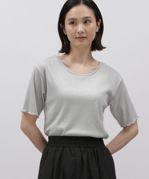 LAKOLE（ラコレ）の「ラメメロー半袖TEE / 119360（Tシャツ/カットソー・レディース・ラベンダー/ライトグレー/ライム/ブラック・MEDIUM/SMALL）」の14枚目の写真