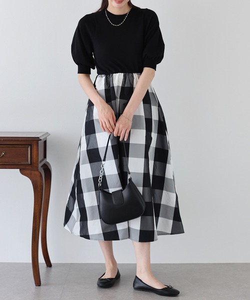 BLUEEAST（ブルーイースト）の「チェックドッキングワンピース（ワンピース・レディース・ネイビー/ベージュ/ブラック系・MEDIUM）」の11枚目の写真