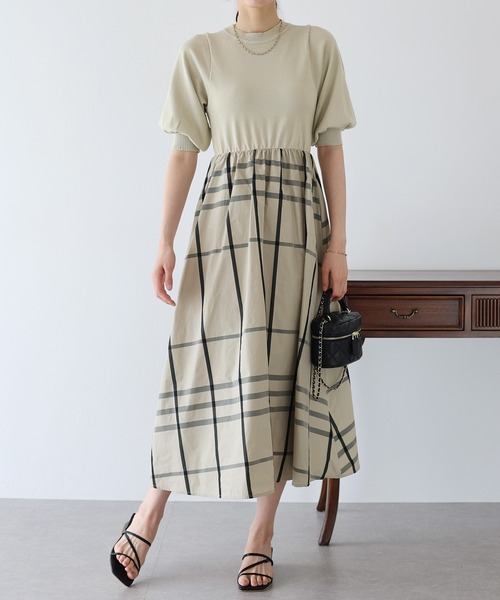 BLUEEAST（ブルーイースト）の「チェックドッキングワンピース（ワンピース・レディース・ネイビー/ベージュ/ブラック系・MEDIUM）」の14枚目の写真