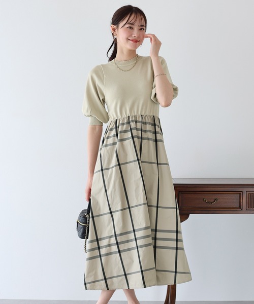 BLUEEAST（ブルーイースト）の「チェックドッキングワンピース（ワンピース・レディース・ネイビー/ベージュ/ブラック系・MEDIUM）」の15枚目の写真